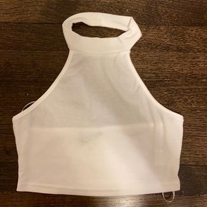 White halter crop top